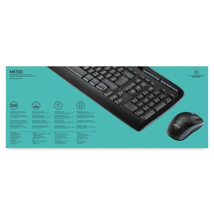 Logitech Combo Teclado y Ratón Inalámbrico MK330 con 11 Teclas de Acceso Rápido y Receptor USB Logitech Combo Teclado y Ratón Inalámbrico MK330 con 11 Teclas de Acceso Rápido y Receptor USB