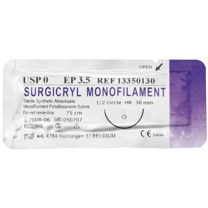 Sutura Surgicryl Monofilament 2-0 Ds24 3-8 75 cm 12 Unidades Smi