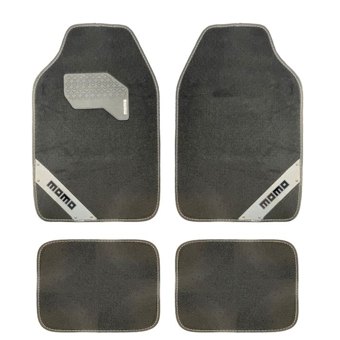 Set Completo De 4 Piezas Alfombras Momo 012 Universales Negro-Blanco MOMLCM012BW