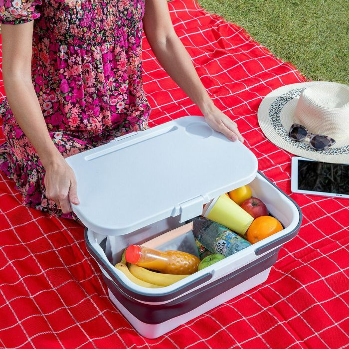 Cesta de Picnic Plegable con Tapa-Mesa Pickning InnovaGoods 8 Cesta de Picnic Plegable con Tapa-Mesa Pickning InnovaGoods 8