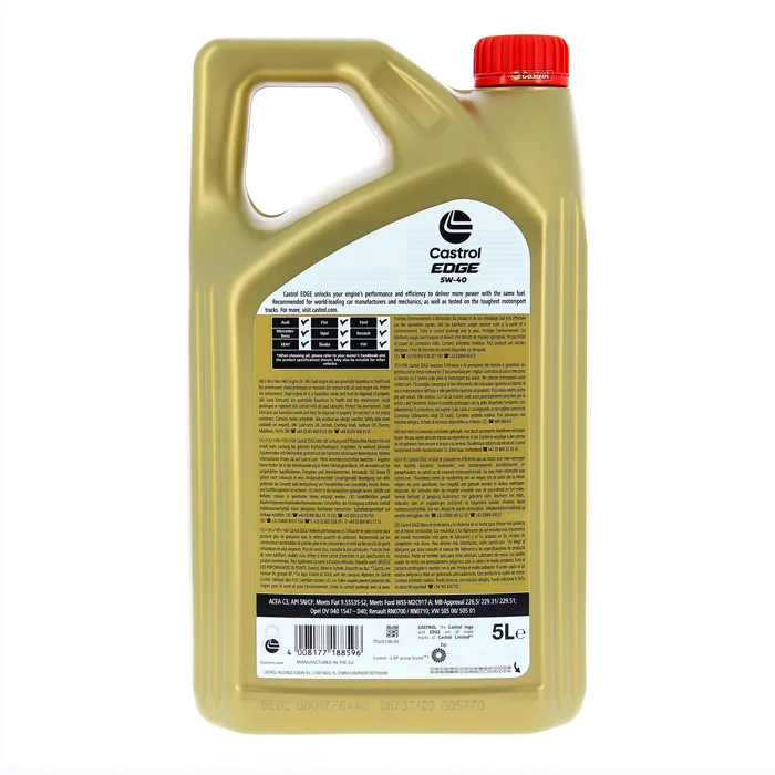 Castrol EDGE 5W-40 Aceite de Motor Sintético 5 Litros 2 Castrol EDGE 5W-40 Aceite de Motor Sintético 5 Litros 2