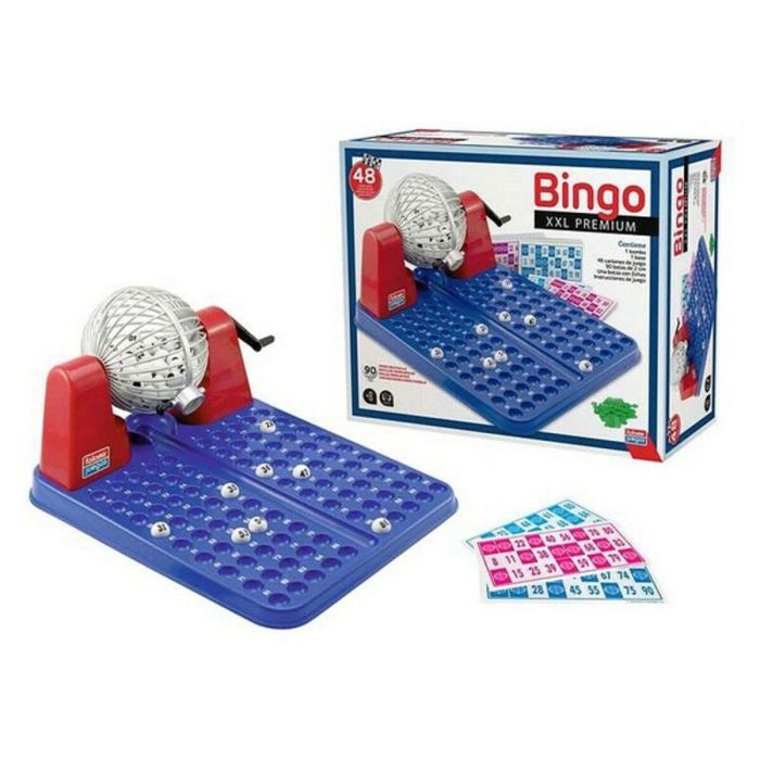 Falomir Bingo XXL Premium con 48 Cartones, 90 Bolas Imborrables, Bombo y Fichas. Juego Mesa para 2+ Jugadores, Edad 8+ años