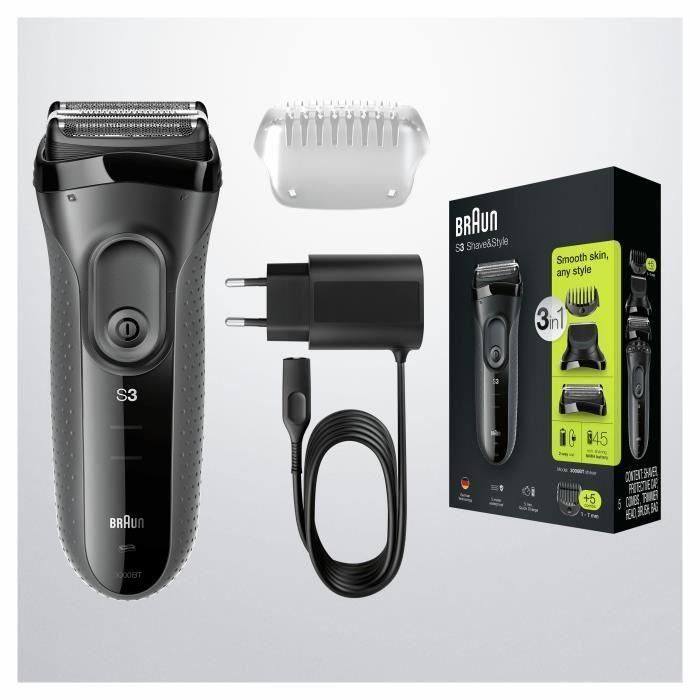 BRAUN SERIE 3 SHAVE & STYLE 3000BT Afeitadora eléctrica con recortador de barba - Negro 5