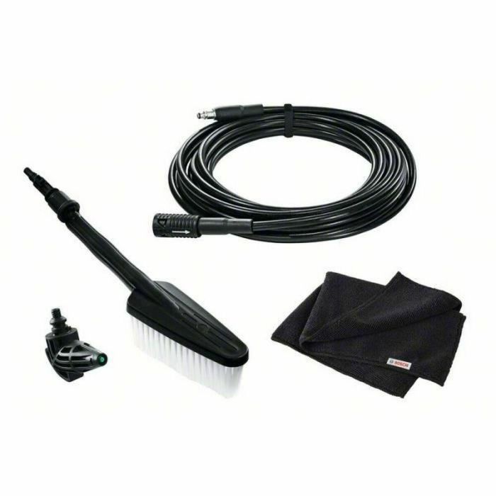 Bosch Kit de limpieza para automóvil: accesorios con cepillo de lavado, boquilla 90°, manguera 6m y paño de microfibra