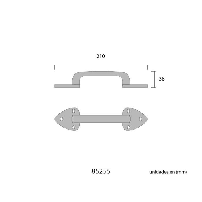 Tirador puerta 210mm forja negro 1