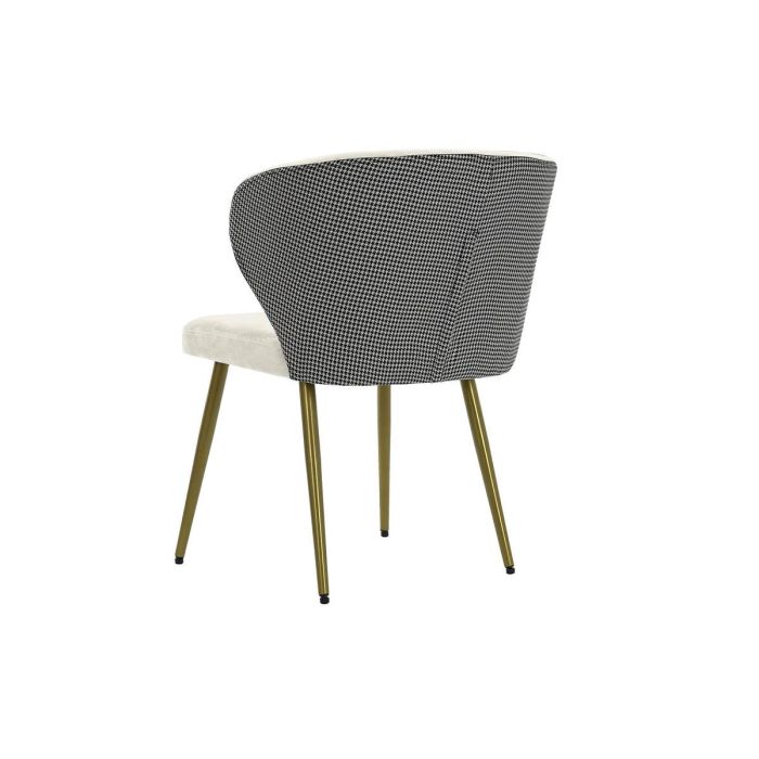 DKD Home Decor Silla Glam Blanca y Negra de Poliéster y Metal. Altura de Asiento 48cm, Desmontable. Dimensiones 58x58x78 cm. 1