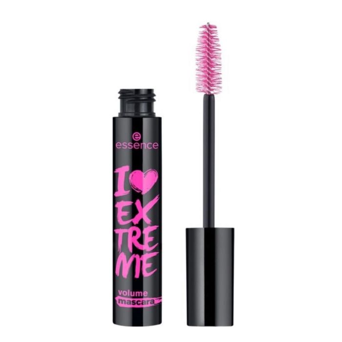 Essence I LOVE EXTREME Volume Máscara Pestañas. Pigmentos Ultranegros, Cepillo Extragrande. 12 ml. Oftalmológicamente Probada.