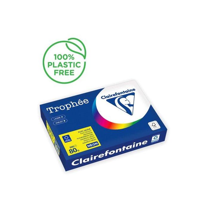 Papel De Color A4 Clairefontaine Trophee 80G 500H Fluo Amarillo