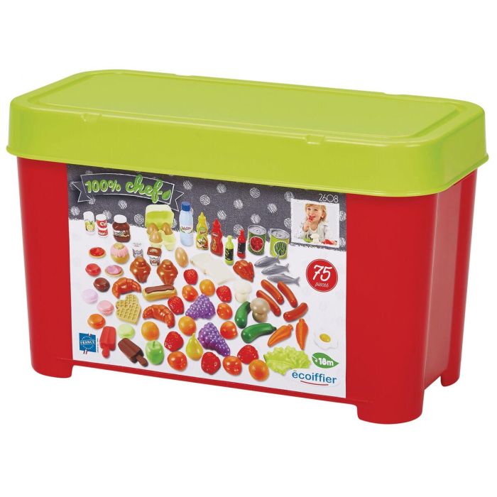 Ecoiffier 2608 Caja de comida con 75 accesorios para juego de rol de comedor, alimentos de juguete surtidos (18 meses+) Ecoiffier 2608 Caja de comida con 75 accesorios para juego de rol de comedor, alimentos de juguete surtidos (18 meses+)