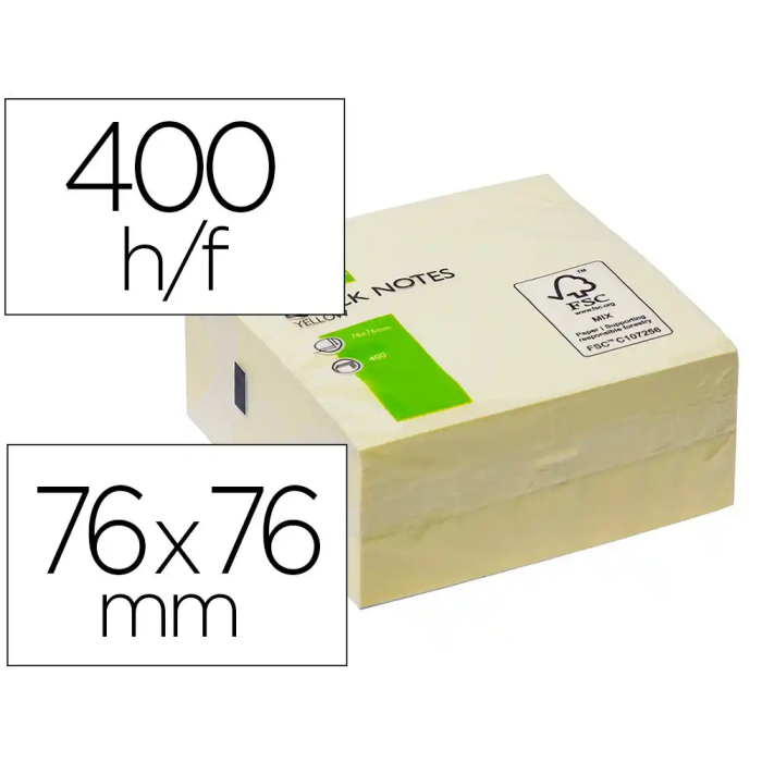Q-connect Bloc de Notas Adhesivas Quita y Pon 76x76 mm Amarillo 400 Hojas FSC 0 Q-connect Bloc de Notas Adhesivas Quita y Pon 76x76 mm Amarillo 400 Hojas FSC 0