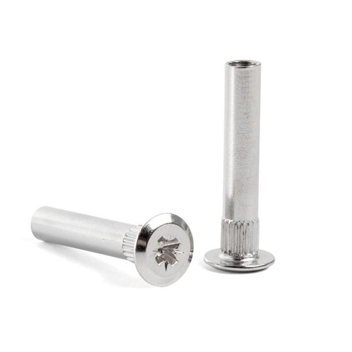 HERRAJES ALK Tubo Unión Komby con Cabeza Plana M4, Acabado Níquel, Longitud 27mm para Tornillo