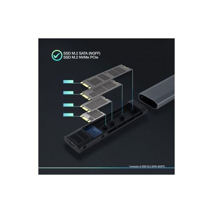 TooQ TQE-2223G Caja Externa para Disco SSD M.2 NVMe USB 3.2 Sin Tornillos Gris 2