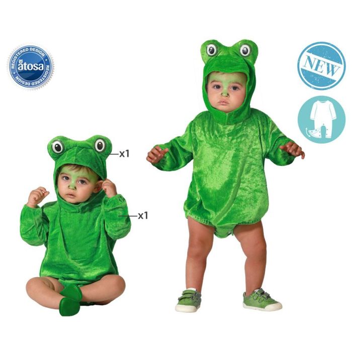 Disfraz de Rana Bebé 24 Meses Unisex con Ojos Grandes, Color Verde y Mono con Capucha Disfraz de Rana Bebé 24 Meses Unisex con Ojos Grandes, Color Verde y Mono con Capucha