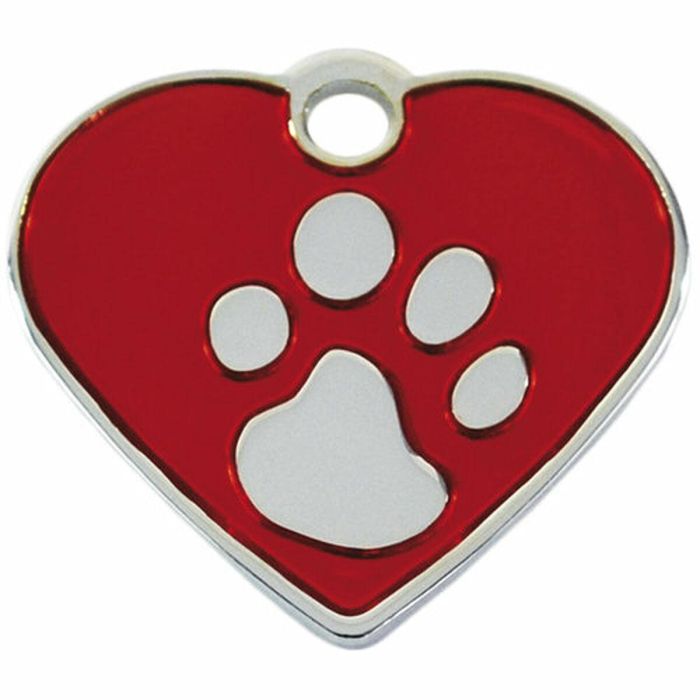 Placa identificativa para collar Imarc Heart Rojo Plateado 1