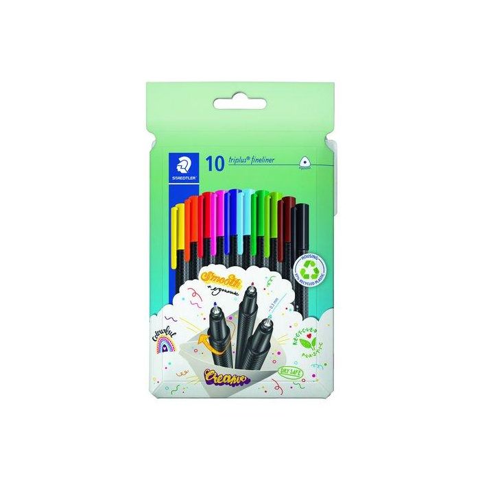 Rotulador Fibra Staedtler 334 Triplus Fineliner Caja De 10