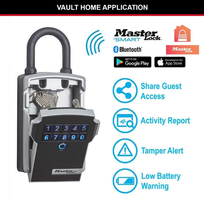 Master Lock Caja de llaves conectada Bluetooth, Código Digital y App Vault Home con Asa para compartir llaves. 4