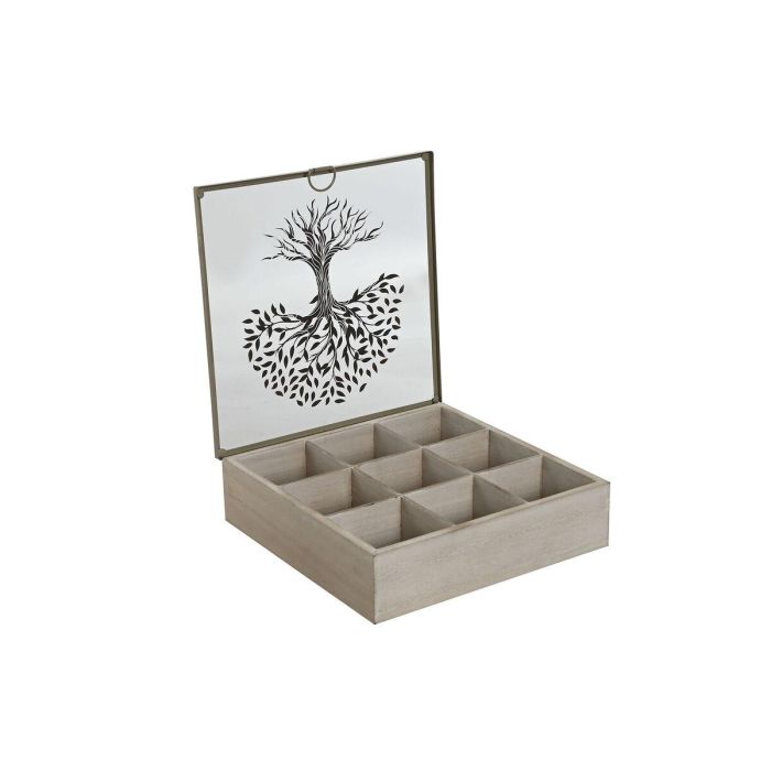 Caja para Infusiones Home ESPRIT Marrón Beige Metal Cristal Madera MDF 24 x 24 x 6,5 cm (2 Unidades) 1 Caja para Infusiones Home ESPRIT Marrón Beige Metal Cristal Madera MDF 24 x 24 x 6,5 cm (2 Unidades) 1