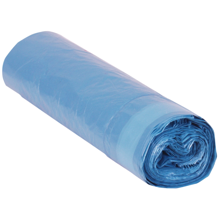 Blanca Bolsa basura domestica azul cierra facil 55x60 galga 120 rollo de 20 unidades reciclado 100% 1