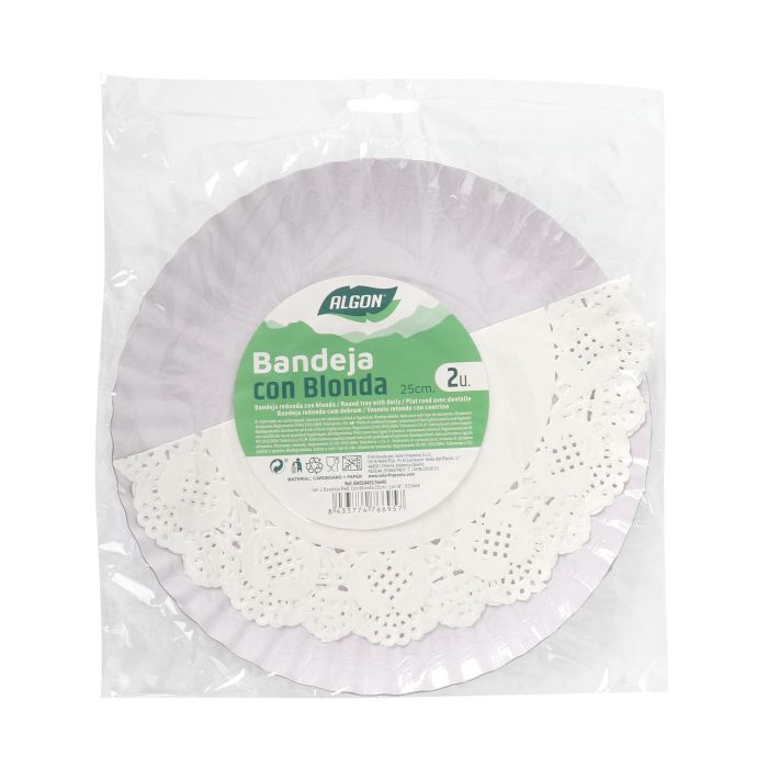 Set de 2 Bandejas Redondas con Blonda, 25 cm - Algon (24 Cajas) 1 Set de 2 Bandejas Redondas con Blonda, 25 cm - Algon (24 Cajas) 1