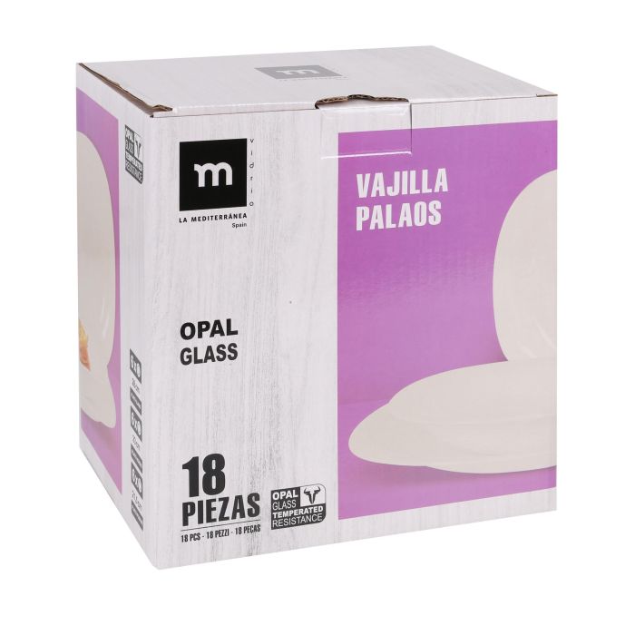 Vajilla 18 piezas cuadrada opal Palaos - La Mediterranea (2 Unidades) 4 Vajilla 18 piezas cuadrada opal Palaos - La Mediterranea (2 Unidades) 4