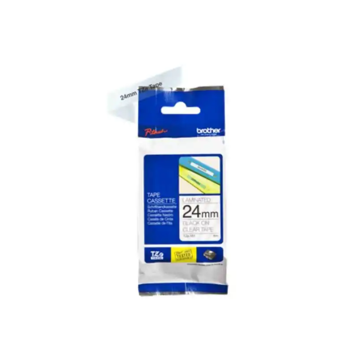 Brother Cinta Rotuladora TZe-241 Transparente / Negro 24mm Compatible Con Etiquetadoras Brother 2