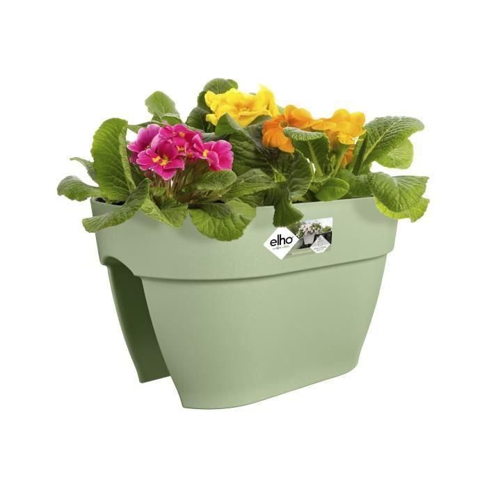 ELHO - Maceta - Vibia Campana Flower Bridge 40 - Verde Pistacho - Balcón exterior - L 26 x An 39 x Al 22 cm 2 ELHO - Maceta - Vibia Campana Flower Bridge 40 - Verde Pistacho - Balcón exterior - L 26 x An 39 x Al 22 cm 2