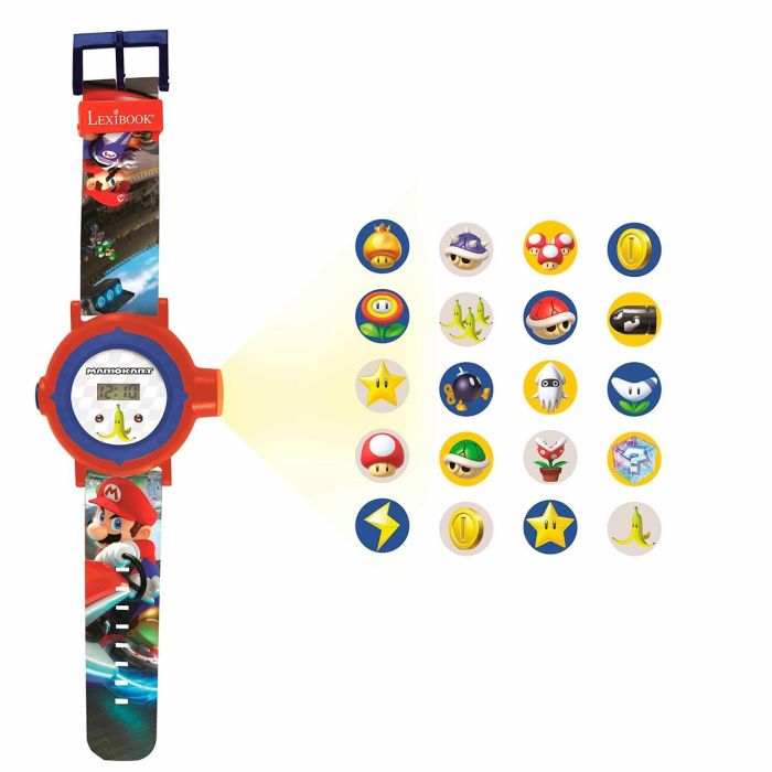 Lexibook Dmw050Ni Reloj Digital Mario Kart con Proyector de Imágenes, Mensajes y Pulsera Ajustable para Niños +3 Años 1