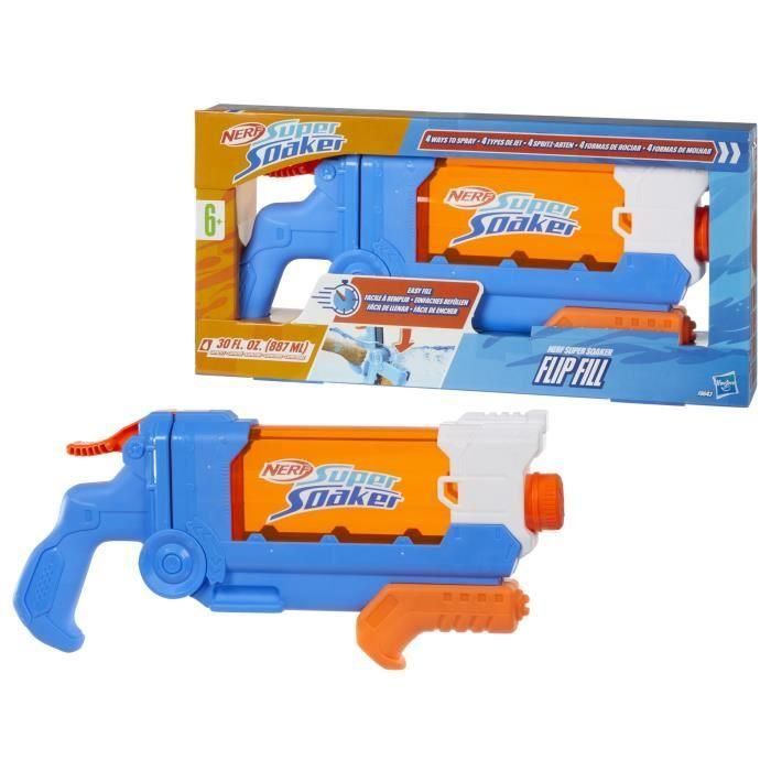 Hasbro Nerf Super Soaker Flip Fill F8643 Lanzador de Agua con 4 Estilos de Chorro y Llenado Rápido