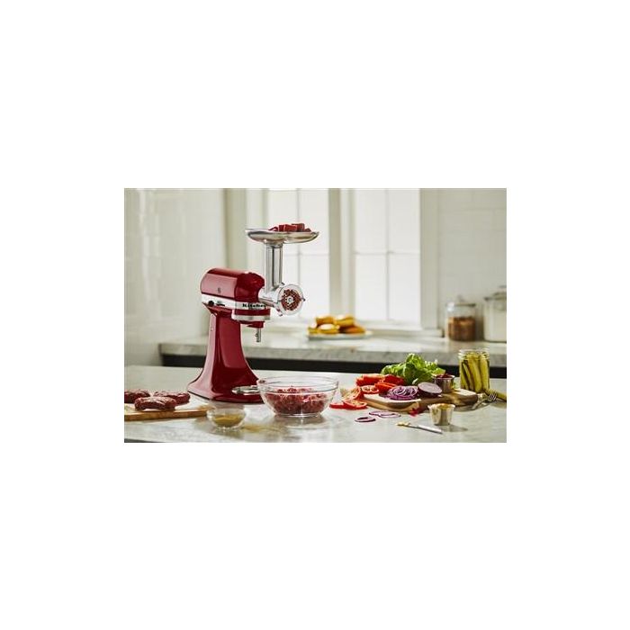Kitchenaid 5KSMMGA Picadora Metálica de Carne para Alimentos con Discos de Picado Grueso, Mediano y Fino, y Accesorios para Embutir Salchichas 11