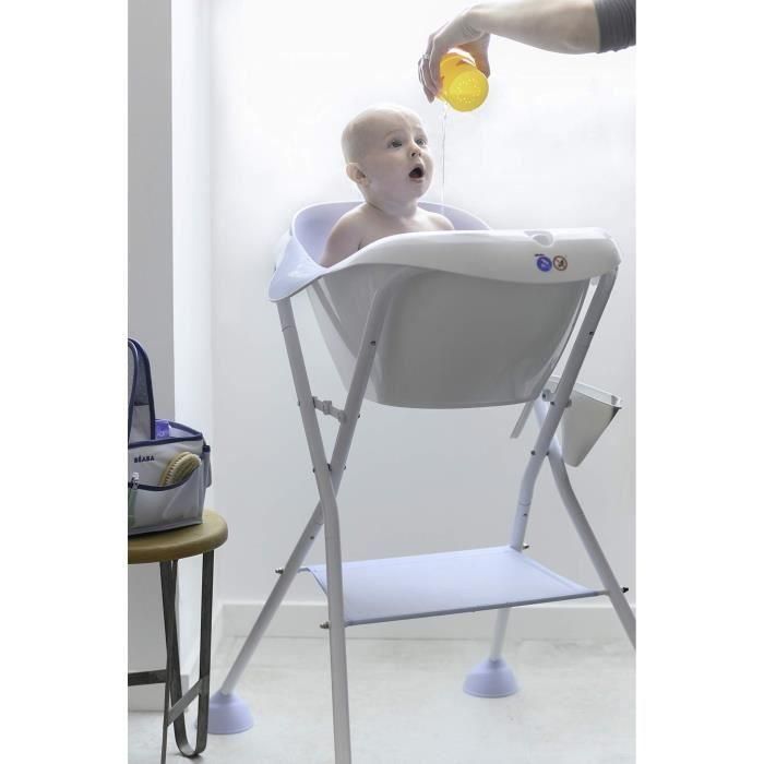 Beaba Reposapiés Camélé'O Light Mist para Bañera o Cambiador Bebé – Plegable y Extraíble para Aliviar la Espalda de los Padres 5