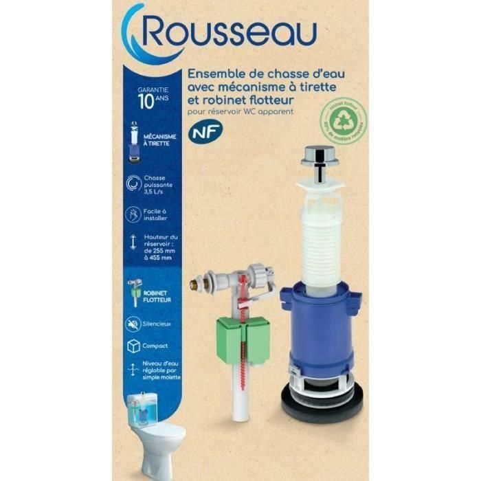 Rousseau AAAAX63332 Kit Cisterna Inodoro Extraíble – Certificado NF – Silencioso – Antisifonaje – Ajustable 1