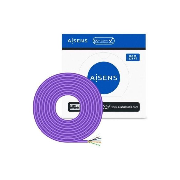 AISENS - CABLE DE RED RJ45 LSZH CAT.6 UTP RIGIDO AWG23 CCA (ALEACION), VIOLETA, 100M 0 AISENS - CABLE DE RED RJ45 LSZH CAT.6 UTP RIGIDO AWG23 CCA (ALEACION), VIOLETA, 100M 0