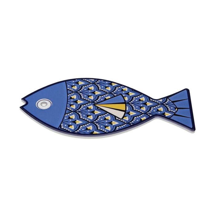 Salvamantel forma pez azul Versa, cerámica con base de corcho, 14x20 cm (4 Unidades) Salvamantel forma pez azul Versa, cerámica con base de corcho, 14x20 cm (4 Unidades)