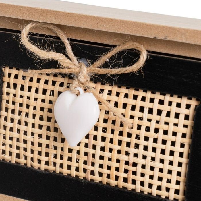 Caja-Joyero HEARTS Blanco Negro Natural Caña Plástico Madera MDF 17 x 11 x 32 cm 4