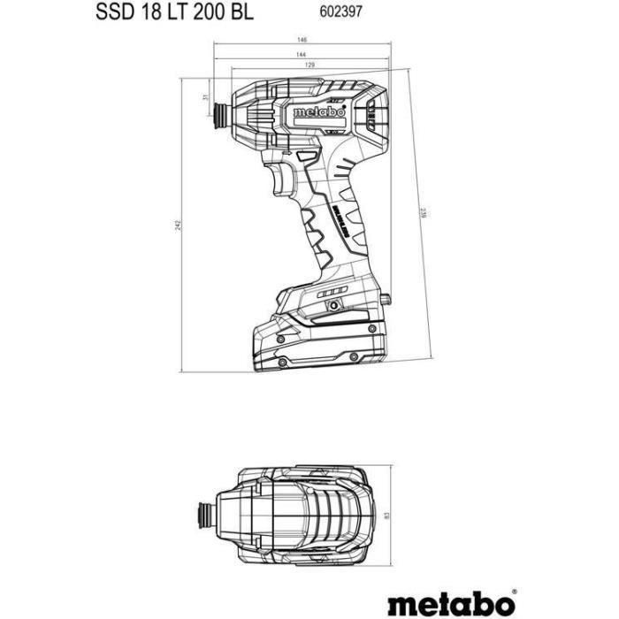 Atornillador de impacto a batería - METABO - SSD 18 LT 200 BL - 18 V - 200 Nm - Profesional 5