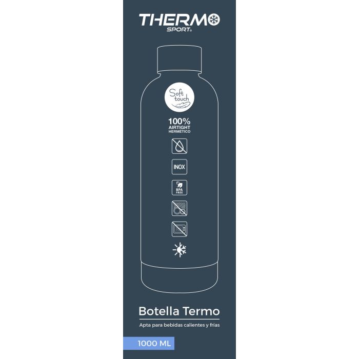 Botella Termo Soft Touch 1L Negra Thermosport (6 Unidades) 12 Botella Termo Soft Touch 1L Negra Thermosport (6 Unidades) 12