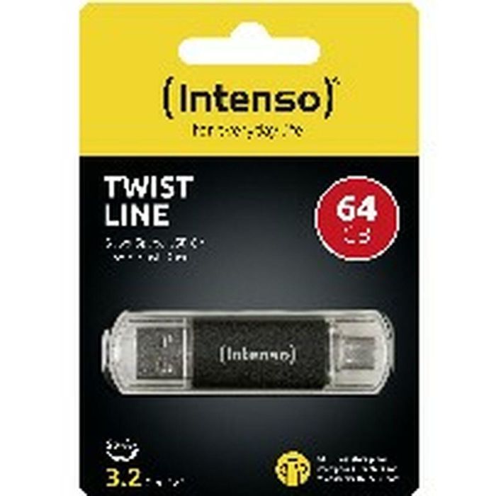 Intenso Memoria USB 3.2 64GB Twist Line A+C, Aluminio, Hasta 70 MB/s 1 Intenso Memoria USB 3.2 64GB Twist Line A+C, Aluminio, Hasta 70 MB/s 1