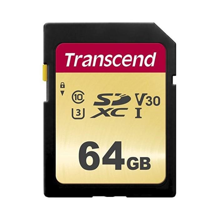 Transcend Tarjeta SDXC 64GB SDC500S 95MB/s Lectura 50MB/s Escritura UHS-I Clase 10