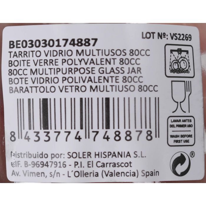 Tarrito de vidrio multiusos 80 cc - Mediterraneo (72 Unidades) 6 Tarrito de vidrio multiusos 80 cc - Mediterraneo (72 Unidades) 6
