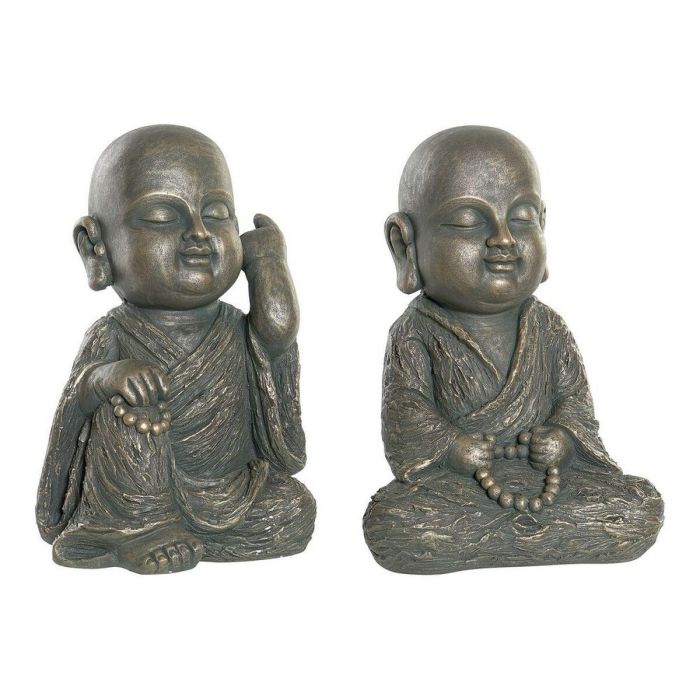 Figura Decorativa DKD Home Decor Fibra de Vidrio Monje (2 pcs) (27 x 27 x 40 cm)