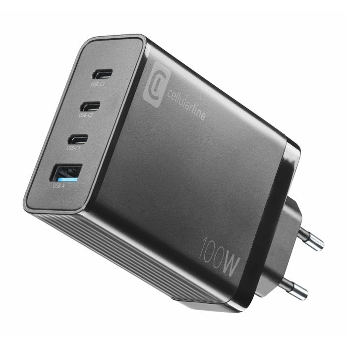 Cellularline Multipower Nano 100W Reiselader 4 Port GaN Black 0 Cellularline Multipower Nano 100W Reiselader 4 Port GaN Black 0
