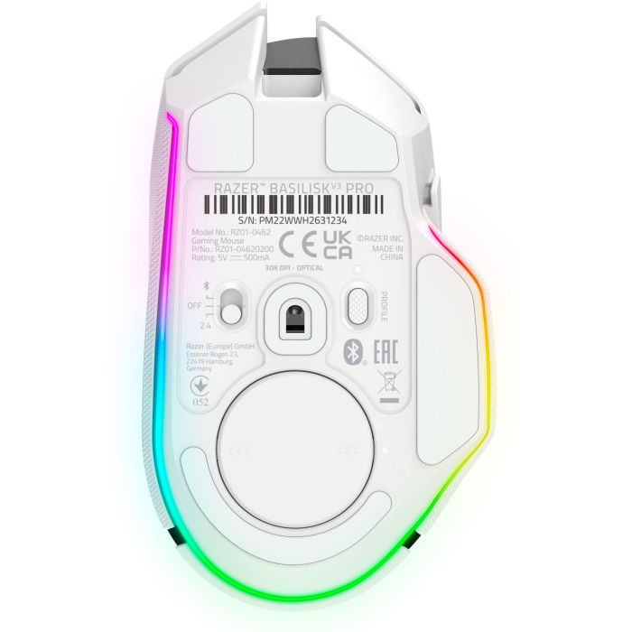 Razer Basilisk V3 Pro Ratón Gaming Inalámbrico Blanco, Óptico, Bluetooth/USB-C, 30000 DPI, 11 Botones Programables 9