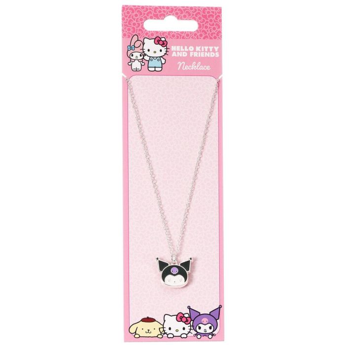 THE CARAT SHOP Colgante Kuromi Hello Kitty, Collar Metal Dorado con Esmalte Perlado, Cadena 40cm+5cm Extensor