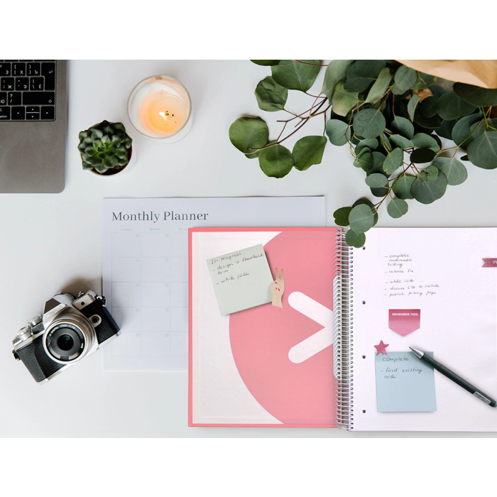 Antartik Cuaderno espiral micro A4 forrado 120 hojas 90gr liso 5 bandas color coral 10