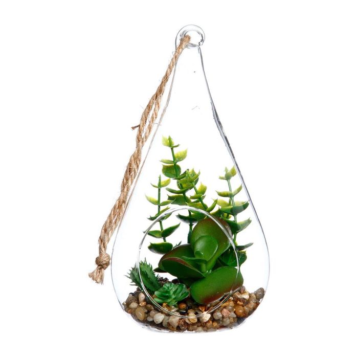 Atmosphera Jarrón de cristal colgante con planta decorativa 10 x 19,5 cm surtidos 3