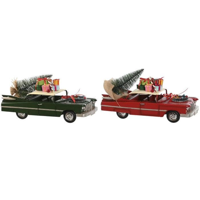 Vehiculo Decoracion Navidad Tradicional DKD Home Decor Rojo Verde 14.5 x 23 x 36 cm (2 Unidades)