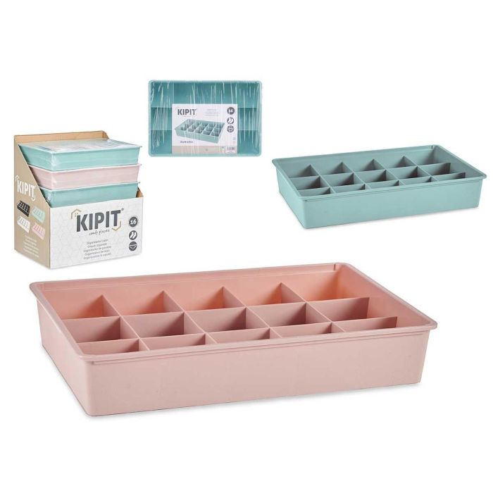 Organizador de cajón Kipit 15 huecos, colores rosa y verde, 33x9x49 cm (6 Unidades) Organizador de cajón Kipit 15 huecos, colores rosa y verde, 33x9x49 cm (6 Unidades)