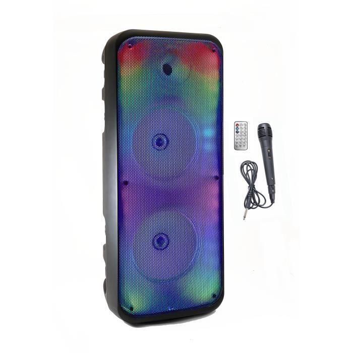 Inovalley KA25-FIRE Altavoz Karaoke iluminado Bluetooth V5.0 850W 64 cm Negro