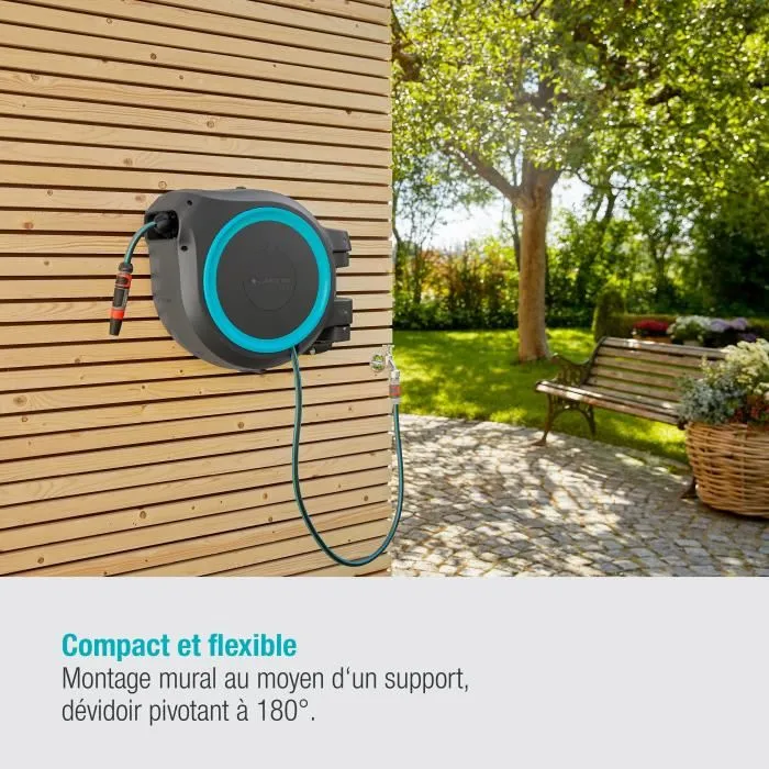 Gardena Enrollador de manguera automático de pared RollUp L 30 m con borde blanco 2