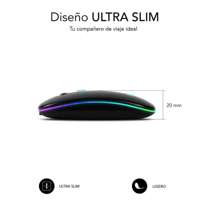 SUBBLIM Raton LED Dual Flat Mouse Black 2
